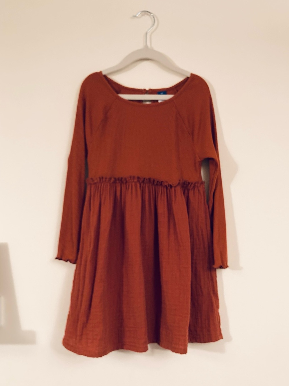 Old Navy Long Sleeve Rust Orange Dress Toddler Girl 5T Ruffle Sleeve Fall Dress